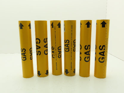Brady 4067-C Yellow Gas Pipe Marker 2-1/2" to 3-7/8" Lot of 6
