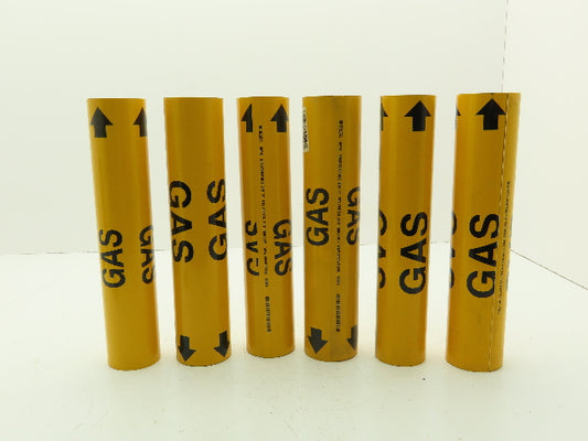 Brady 4067-C Yellow Gas Pipe Marker 2-1/2" to 3-7/8" Lot of 6