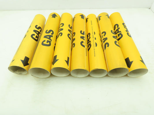 Brady 41666 Yellow Gas Pipe Marker 2-1/2" to 3-1/4" Lot of 7