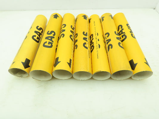 Brady 41666 Yellow Gas Pipe Marker 2-1/2" to 3-1/4" Lot of 7