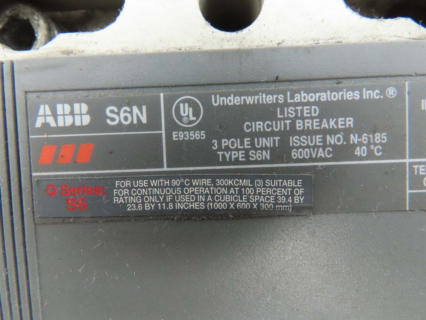 ABB S6N PR211 Circuit Breaker 600V 800A 3 Pole 3Ph