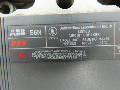 ABB S6N PR211 Circuit Breaker 600V 800A 3 Pole 3Ph