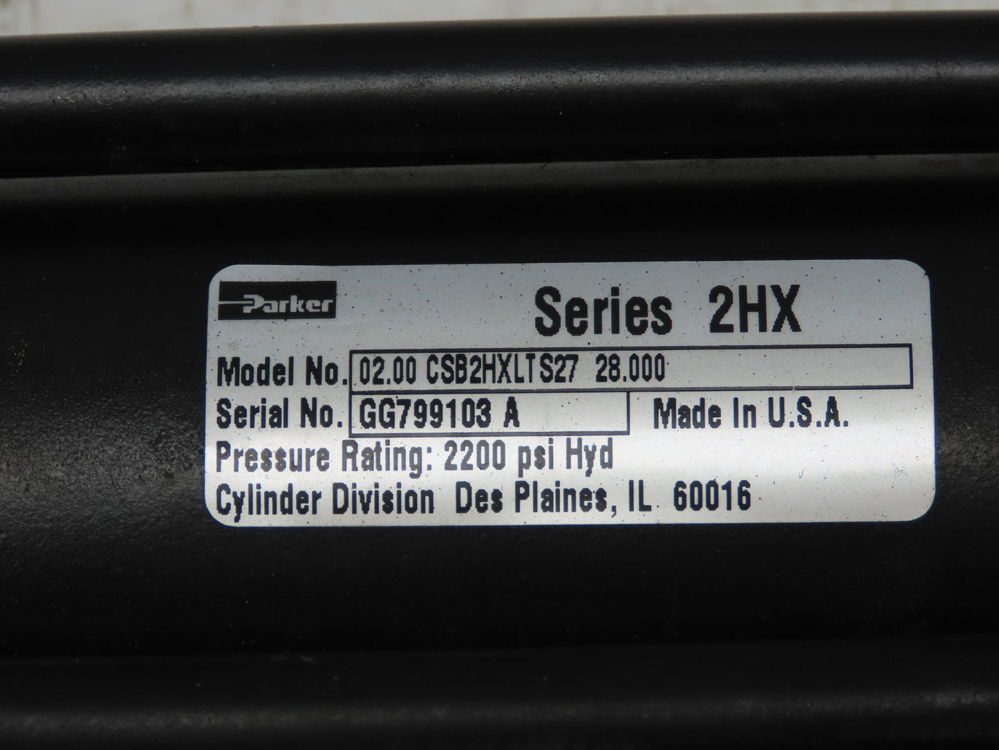 Parker Series 2HX Electrohydraulic Cylinder Actuator 2" Bore 28" Stroke 2200PSI