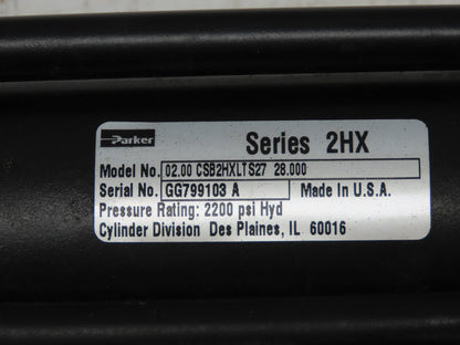 Parker Series 2HX Electrohydraulic Cylinder Actuator 2" Bore 28" Stroke 2200PSI
