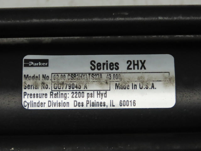 Parker Series 2HX Electrohydraulic Cylinder Actuator 2" Bore 43" Stroke 2200 PSI