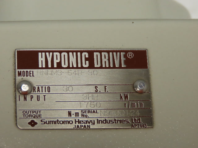 Sumitomo RNHM3-54R-30 HYPONIC Drive Gearmotor SM-Cyclo 3Hp 230V 3PH 30:1 Reducer