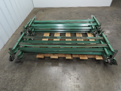 64" Wide H-Stand Conveyor Leg Supports on Caster Wheels 24"-32" Height  Lot of 8