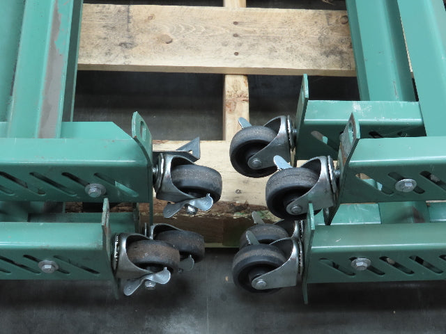 64" Wide H-Stand Conveyor Leg Supports on Caster Wheels 24"-32" Height  Lot of 8