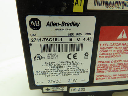 Allen Bradley 2711-T6C16L1 PanelView 600 Color Touchscreen Operator Panel Ser B