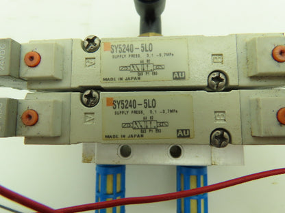 SMC SY5240-5L0 Solenoid Spool Valve Manifold 2 Position Double Acting 24VDC