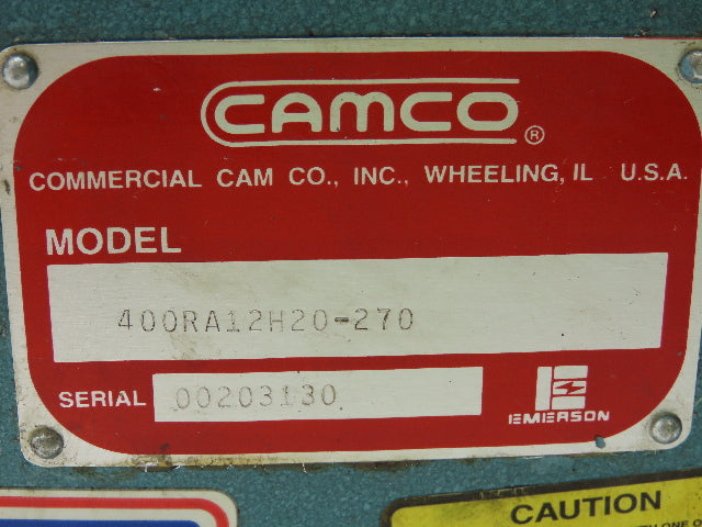 Camco 400RA12H20-270 Rotary Index Drive Gear Reducer 1" Output 12-Stop