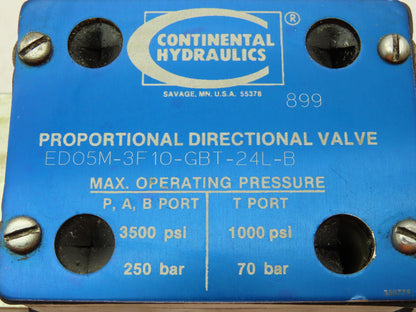Continental Hydraulics ED05M-3F1O-GBT-24L-B Proportional Directional Valve 24VDC