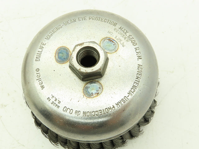 Weiler 12536 6" Double Row Wire Cup Brush .014" Wire 5/8"-11 UNC Nut