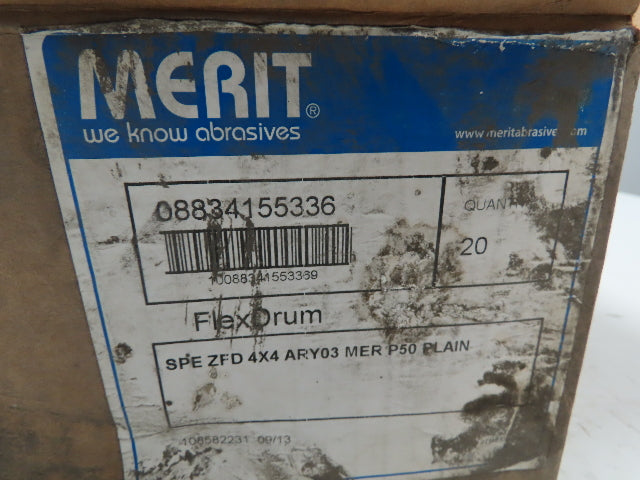 Merit 4x4" 50 Grit Flap Wheel Plain Surface Flex Drum Segments  Box of 20