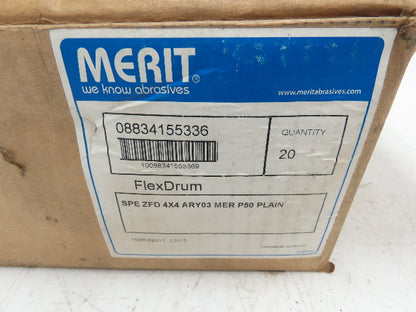 Merit 08834155336 Flap Wheel Flex Drum Segments 4"x 4" MER P50 Grit Box of 18