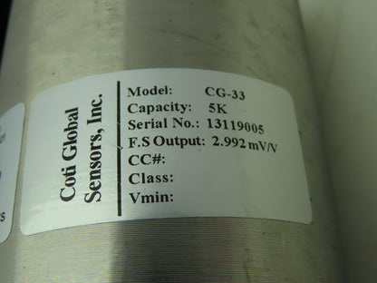 Coti Global CG-33 Stainless Steel Load Cell Sensor 5k 5000 LBS 2.5 Ton