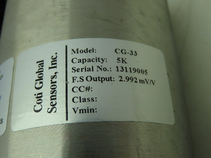Coti Global CG-33 Stainless Steel Load Cell Sensor 5k 5000 LBS 2.5 Ton