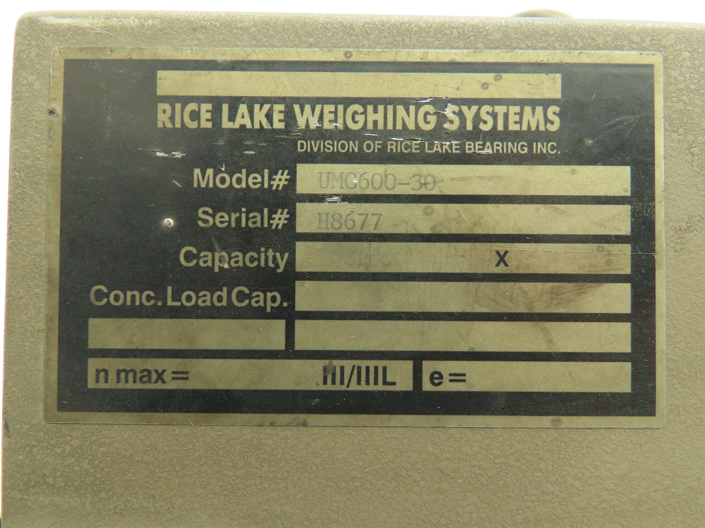 Rice Lake UMC600-30 Weight Indicator Display Unit 117V Scale