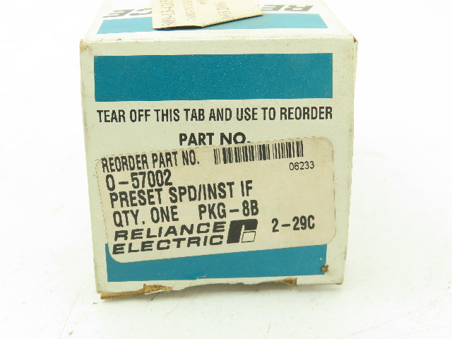 Reliance O-57002 Preset Speed Control Board Drive Card SPD/INST