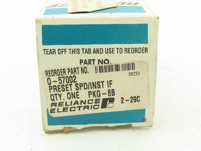 Reliance O-57002 Preset Speed Control Board Drive Card SPD/INST
