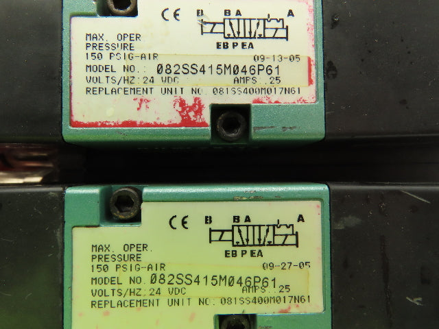 Numatics 082SS415M046P61  3-Station Flexiblock Manifold 24VDC Solenoid Valves