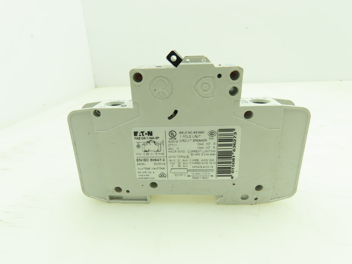 Eaton FAZ-C3/1-NA Miniature Circuit Breaker 3A 277AC 48VDC Lot of 2