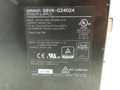Omron S8VK-G24024 Power Supply 24VDC 10A 100-240V Input