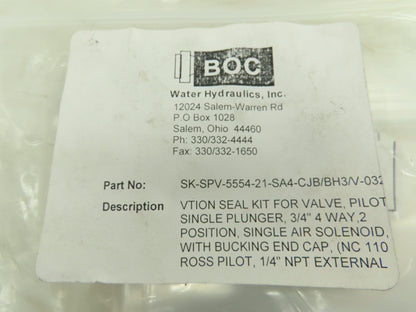 BOC Water Hydraulics SK-SPV-5554-21-SA4-CJB/BH3/V-032V Viton Seal Kit Valve