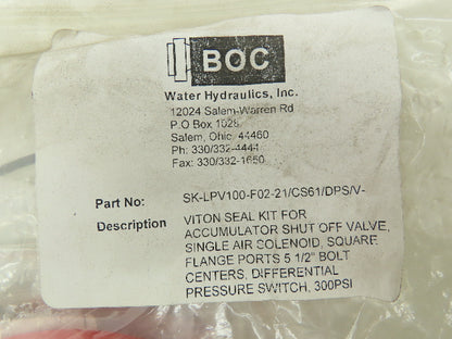 BOC Water Hydraulics SK-LPV100-F02-21/CS61/DPS/V Viton Seal Kit Valve Rebuild