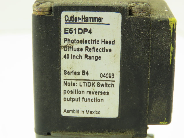 Cutler Hammer E51DP4 Photoelectric Head Diffuse Reflective Sensor 40" Range