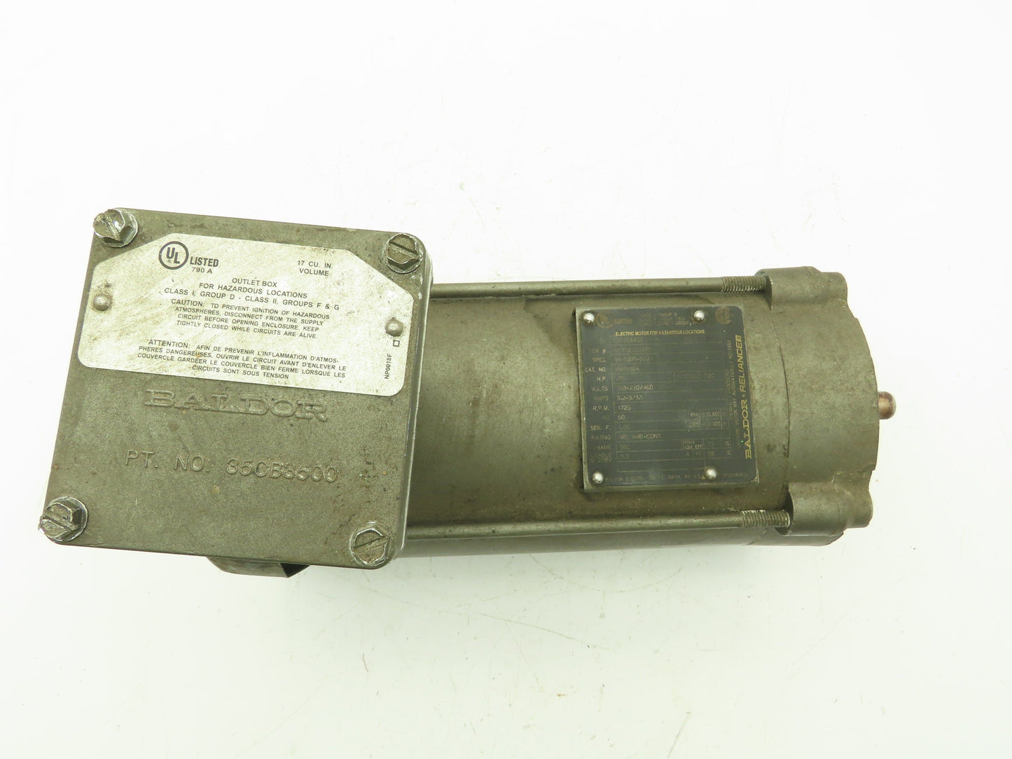 Baldor VM7010A Electric Motor 3/4 HP 1725RPM 3Ph 230/460V 56C Hazardous Location