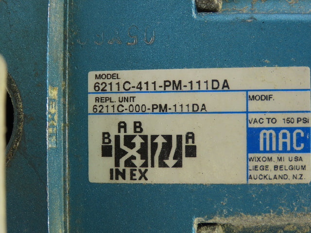 Mac 6211C-411-PM-111DA Pneumatic 5 Valve Block 120V Solenoid 2 Position
