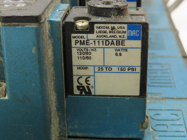 Mac 6211C-411-PM-111DA Pneumatic 5 Valve Block 120V Solenoid 2 Position