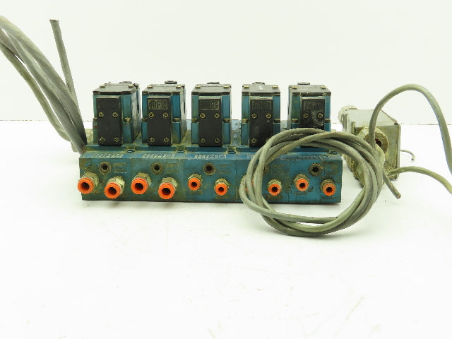 Mac 6211C-411-PM-111DA Pneumatic 5 Valve Block 120V Solenoid 2 Position