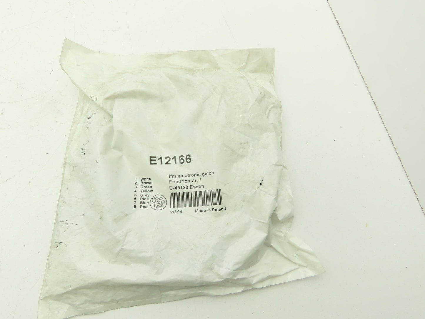 IFM E12166 Cordset Female 8 End 1 Pins Cable 5M 2A Max IP 67