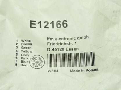 IFM E12166 Cordset Female 8 End 1 Pins Cable 5M 2A Max IP 67