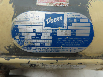 Doerr 69617EH863 AC Motor 3/4Hp 1725 RPM 460/575V 3PH G56C Hazardous Location