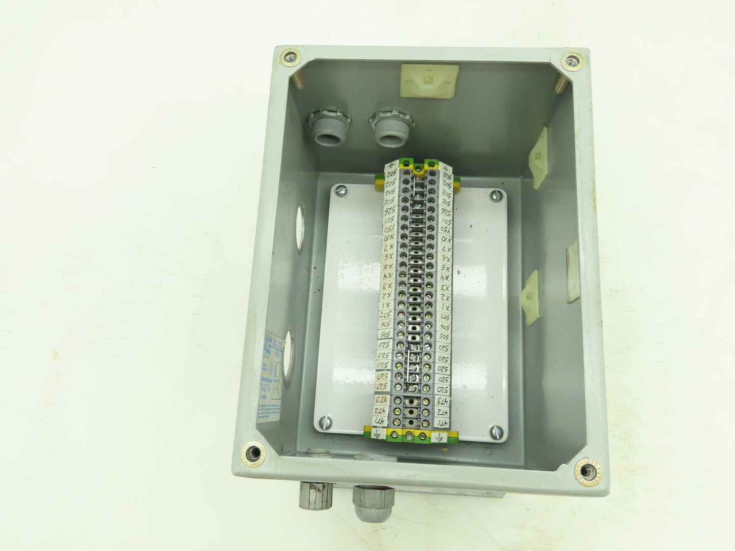 SCE 8x6x6" Steel Electrical Enclosure Junction Box with Euro 4 Terminal Blocks