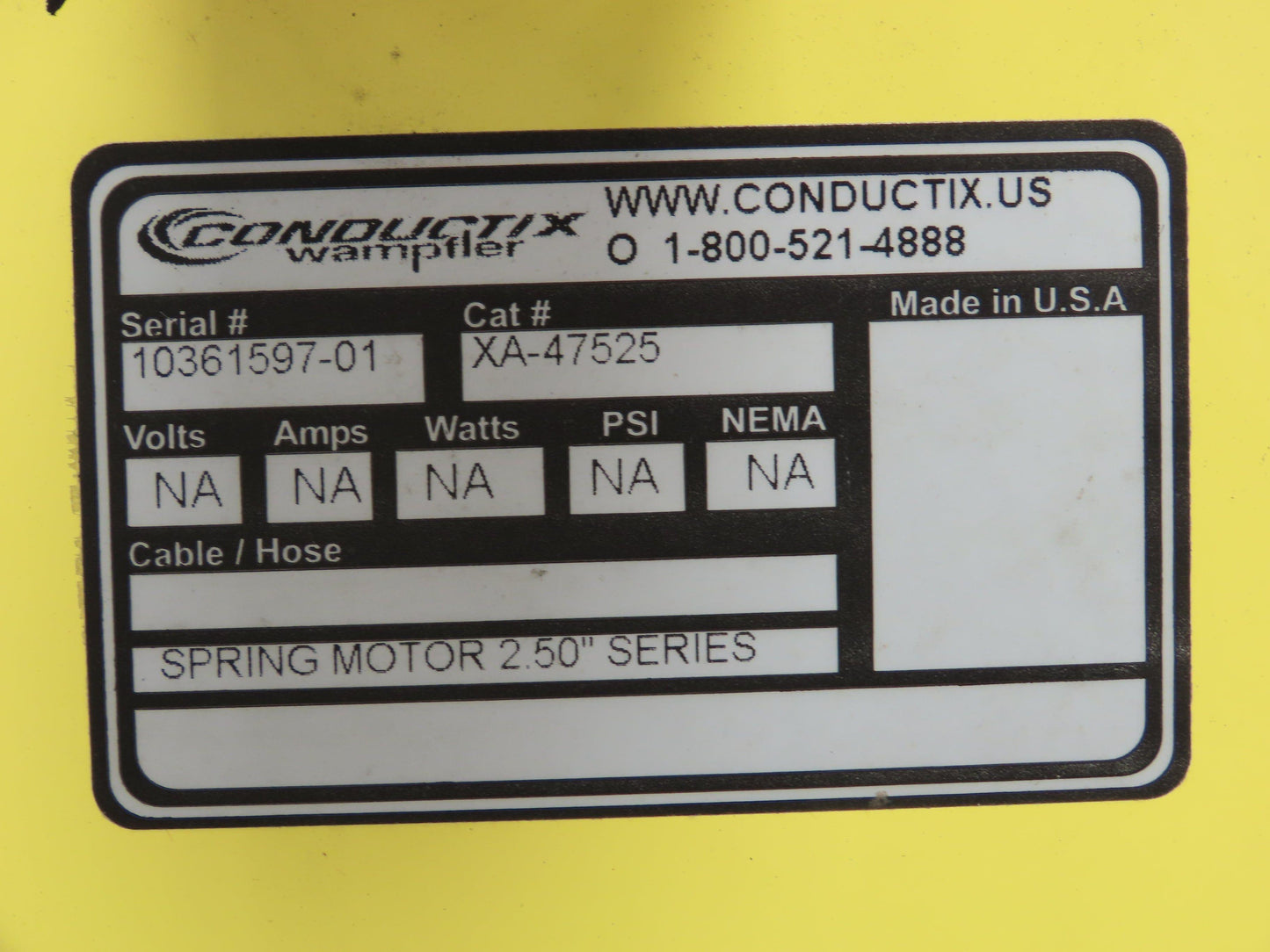 Conductix XA-47525 Spring Motor 2.50" Series Cable Reel Replacement Spring