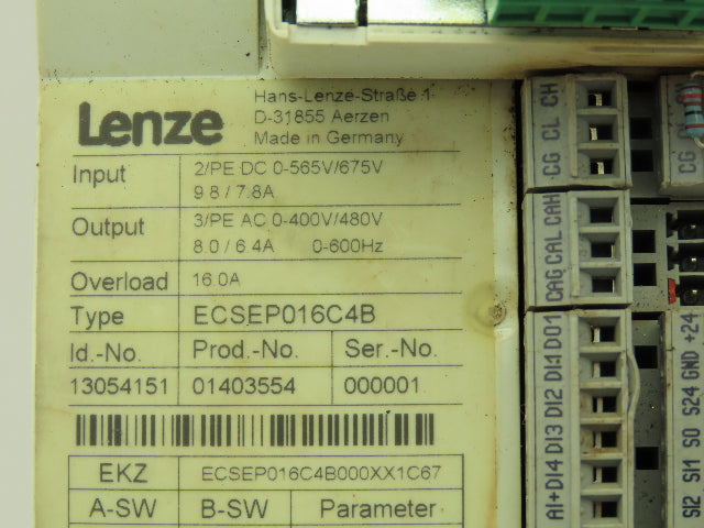 Lenze ECSEP016C4B ECS Servo Drive 16 Amp 3 Ph 480V DeviceNet 2175