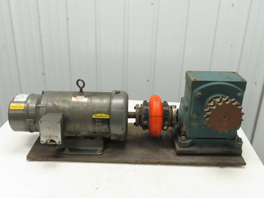 Baldor BM3707 Inline Gearmotor 5Hp 230/460V 3PH 15:1 Tigear Reducer 115 RPM
