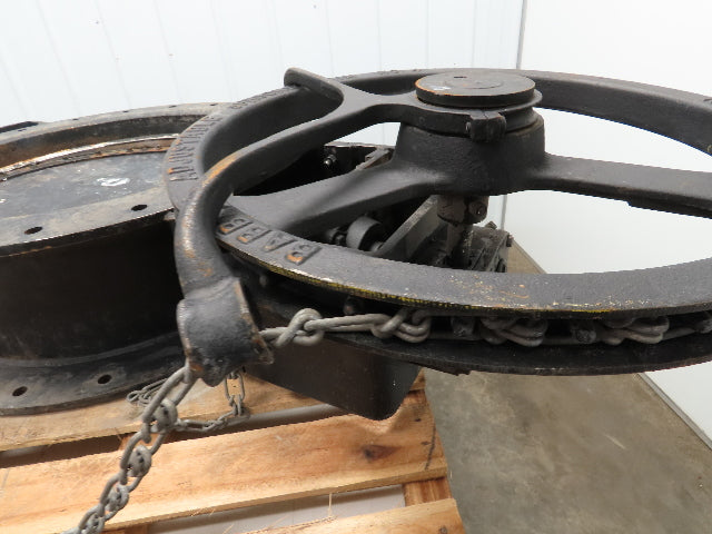 Multi-Fab 24" Flanged Butterfly Damper Valve Manual Chainwheel Operator