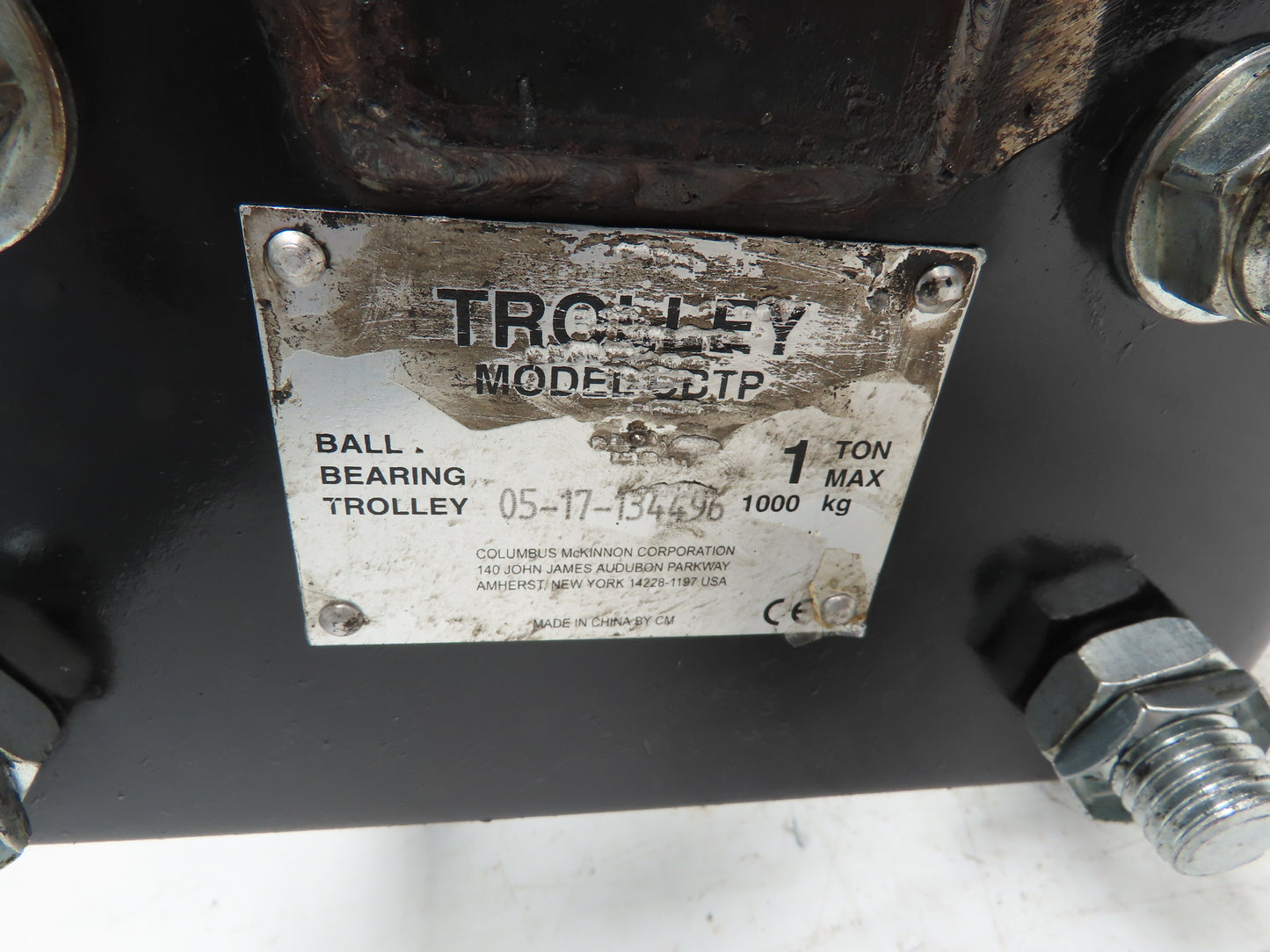 CM Model CBTP 1 Ton 2000 LBS Push Trolley 2.3-8.7" I-Beam 1" Square Tubing