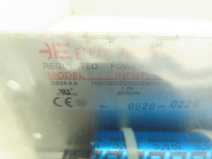 Elpac SS24-3.6 Regulated Power Supply 24VDC 3.6A Output 100-240V Input