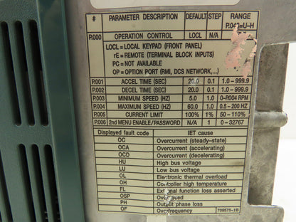 Reliance Electric 3V4160 Sensorless Enhanced AC Drive 3Hp 460V 3Ph