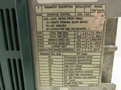 Reliance Electric 3V4160 Sensorless Enhanced AC Drive 3Hp 460V 3Ph