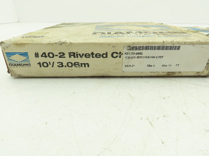 Diamond 40-2 Double Roller Chain Riveted 1/2" Pitch Carbon Steel 10'
