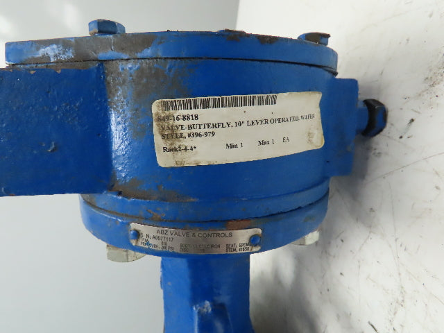 ABZ 396-979  10" Butterfly Valve Cast Iron Wafer 316SS Disc Manual Gear Operator