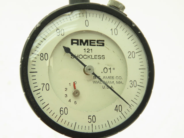 AMES 121 Shockless Inspection Gauge Dial Indicator 1/2" Stroke Measures to .01"