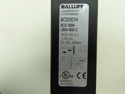 Balluff BOD 66M-LB04-S92-C Photoelectric Proximity Sensor 200-2000mm
